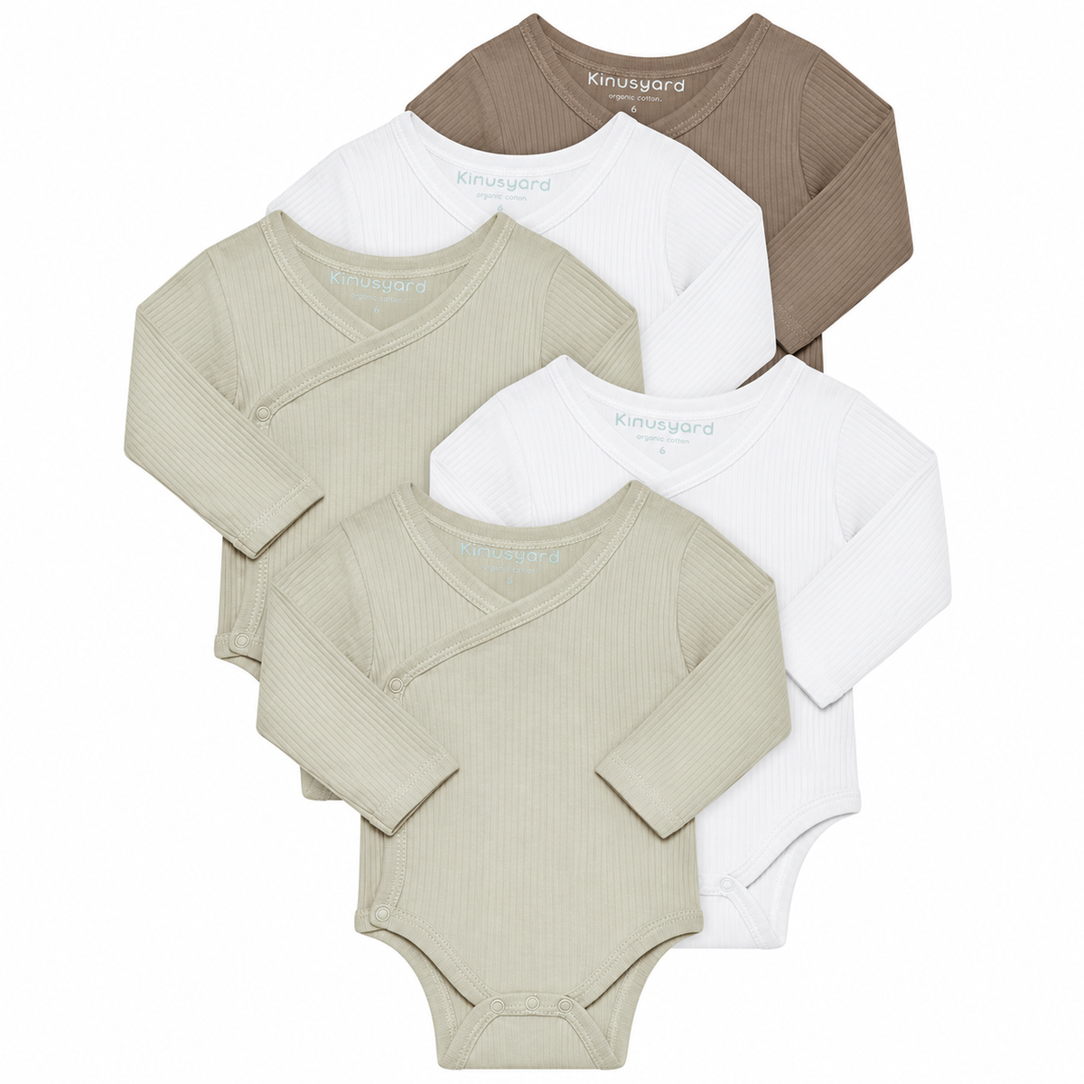 Wickelbody Langarm für Neugeborene - 5er Pack