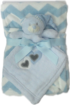 Baby Geschenkset - Fleecedecke mit Teddybär-Schmsuetuch