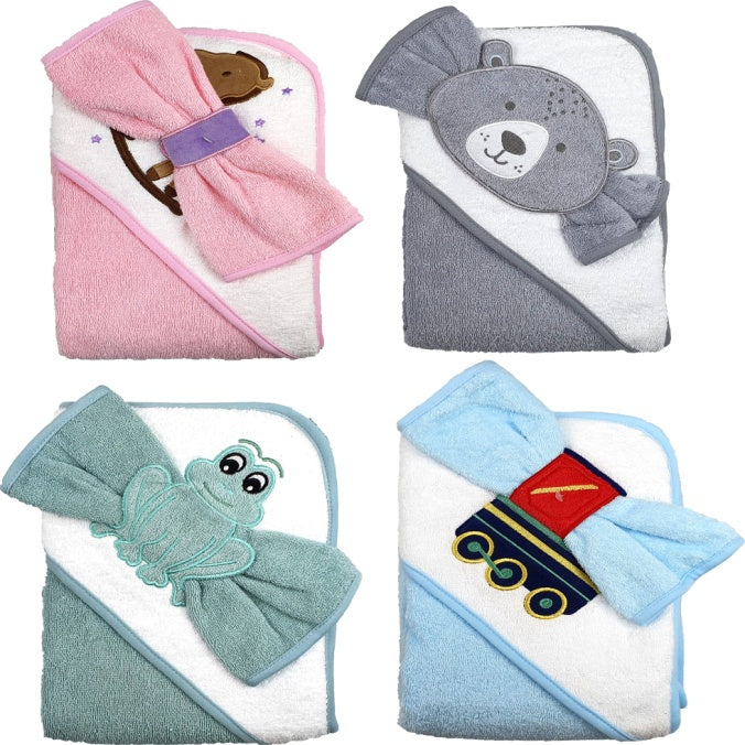 Baby Geschenkset - Kapuzenbadetuch + Waschtuch - Motive