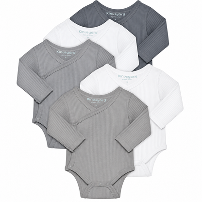 Wickelbody Langarm für Neugeborene - 5er Pack