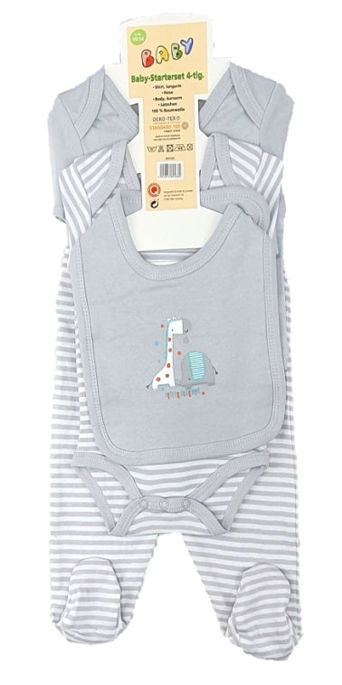 Baby Starterset 4-teilig - T-Shirt, Halbhose, Kurzarmbody & Ringellätzchen